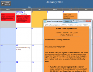 Webinar Calendar